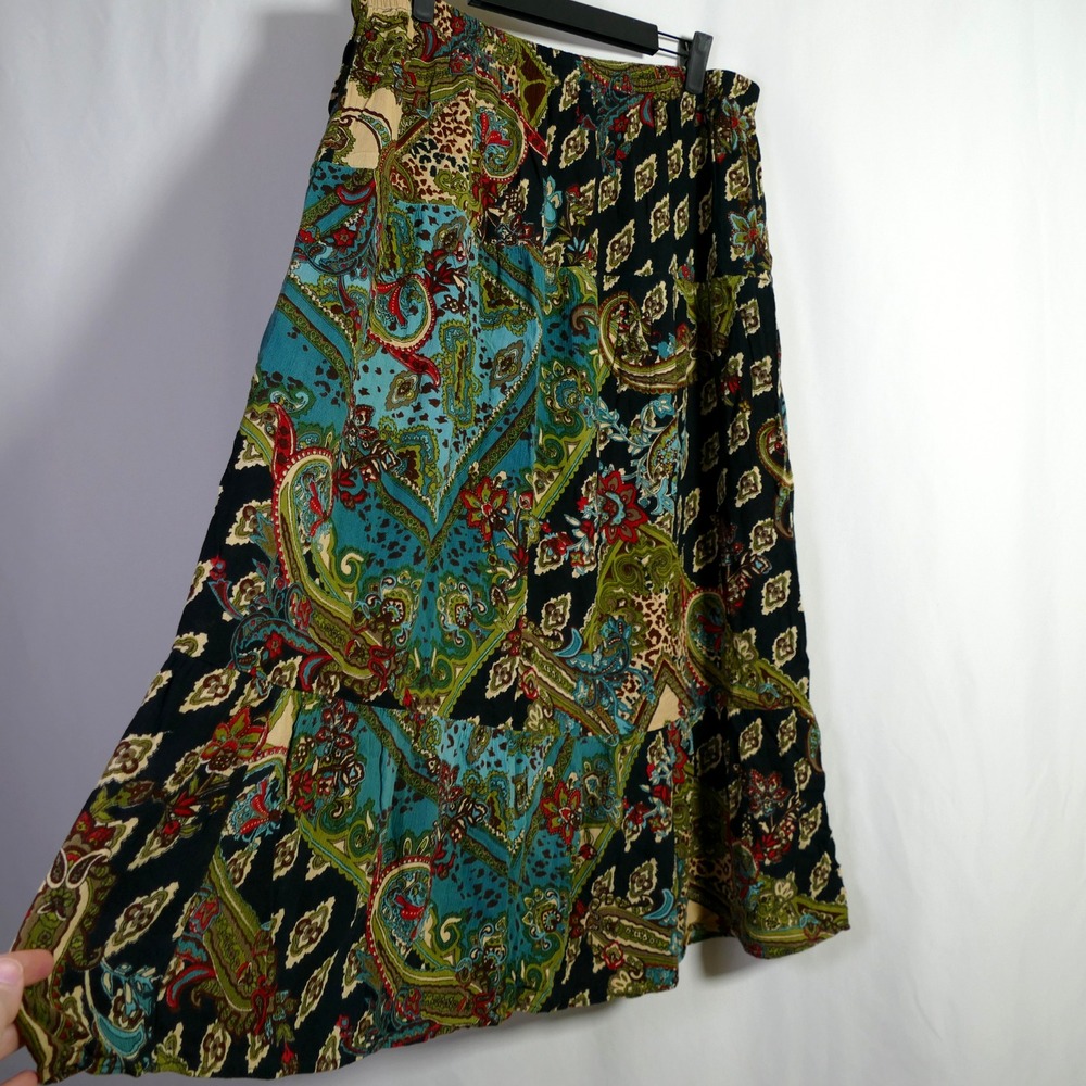 Notations Fairy Grunge Whimsigoth Patchwork Tiered Maxi Skirt Size L Hippie Boho
